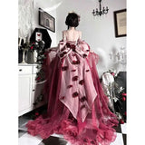 DAIIIBABYYY  -  Princess Dress Christmas Outfit New Year Gradient Plum Blossom Red Lolita Dress Flower Wedding Noble Daughter's Evening Gown