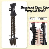 Daiiibabyyy  Synthetic Claw Clip Ponytail Braid With Butterfly Grip 18Inch Brown Black Twisted Braid Ponytail Claw Curly Hair Extension