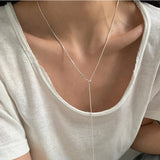Daiiibabyyy S925 Sterling Silver Adjustable Pull Type Snake Chain Choker Necklace Simple Heart-Shaped Pendant Women's Gift Boutique Jewelry