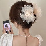 Daiiibabyyy  Summer Mesh Large Flower Grab Clip  Bow Shark Clip  Party  Gift  Заколки Для Волос   Hair Accessories for Women  머리핀  ヘアクリップ