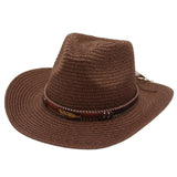 Daiiibabyyy  Vintage Summer Western Cowboy Hats Wide Brim Vacation Straw Cowgirl Hat Hiking Travel Sunscreen Visor Cap Outdoor