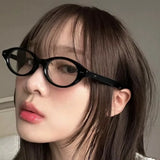 DAIIIBABYYY  -  Retro Oval Glasses Women Girls Y2K Red Green Frame Glass Eyewear Decorative Computer Anti-blue Eyeglasses with Seaside Driving