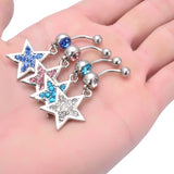 Daiiibabyyy  Korean Fashion Shiny Crystal Star Belly Rings Sexy Pink Cute Body Accessories Belly Piercing Y2K Charms Accessories