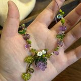 Daiiibabyyy  Summer Colored Beaded Grape Pendant Necklace for Women Hand Woven Aesthetic Jewelry