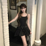 DAIIIBABYYY  -  French Sweet Girl Style Bow Sling Dress For Women Summer Design Sense One And More Wearing A-line Blue Short Strap Dresses