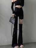 DAIIIBABYYY  -  Hollow Out Y2K Flare Pants Women High Waist Slim Streetwear Black Trousers Vintage Removable Female Harajuku Design Pants
