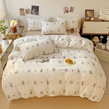DAIIIBABYYY  -  A-class mother and baby cartoon washed cotton four piece set for bed, ins style bed sheets, duvet covers, dormitory duvet