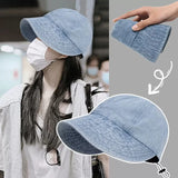 DAIIIBABYYY  -  Women's Bucket Hat Panama Fashion Sun Visor Breathable Fisherman Protection Hat Ponytail Cap Summer Hats Beach Sun Hats