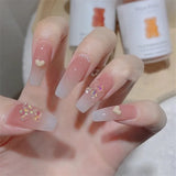 Daiiibabyyy 24pcs/box Butterfly Rhinestone Nail Art Wearable Detachable Press on Fake Nails Tips with Glue Super Shiny Fashion Finished Nail
