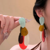 Daiiibabyyy  Irregular Acrylic Geometric Oval Dangle Earrings for Women Personality Temperament Earring Simple Unique Charm Jewelry Travel