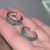 Daiiibabyyy  2Pcs/Pair Mint Green Matching Couple Friendship Lover Open Adjustable Rings Set Minimalist Engagement Wedding Rings Lovers Kit