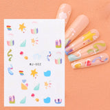 Daiiibabyyy Silver Heart Stars Nail Sticker 5D Realistic Glitter Shiny Pentagram Y2K Style Self Adheisve Charms Decals Nail Art Decoration