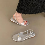 Daiiibabyyy 2024 Brown Yellow Fashion Buckle Ladies Flats Sandals Female Leopard print Footwear Women Flats Sandals Slingbacks Shoes Mujer