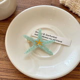 Daiiibabyyy  1/2pcs Summer Beach~Blue starfish hair clip, seaside temperament, side clip hair accessory, bangs clip, forehead clip headband