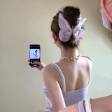 Daiiibabyyy  Fairy Tulle Butterfly Big Hair Claw Clip Retro Simple French Bow Tulle Hairclip for Women Elegant Fashion Hair Accessory Gift