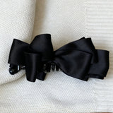 Daiiibabyyy  1PC Black Satin Bow Hair Claw Clip, Chic & Elegant Hair Accessory, Ideal for Daily Wear, Party & Formal Occasions