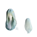 Daiiibabyyy  Natural Looking Long Hair Wig Mint Green Full Head Cover Style Hair Extension Realistic Simulation for Daily Use Women