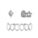 Daiiibabyyy  Polygon Zirconia Three-Piece Braces - Star-Shaped Fashionable And Unique Dental Ornaments - HIPHOP Versatile Dental Accessories