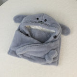 Daiiibabyyy  Simple Fleece Seal Plush Hooded Scarf Cute Solid Color Mask Pullover Hat 3 in 1 Soft Earflap Hat Female/Girls