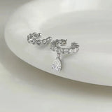 Daiiibabyyy  2Pcs Waterdrop Zircon Korean Ear Cuff Clip On Earrings for Women No Piercing C Shape Clip Ear Luxury Rhinestone Y2K Jewelry
