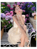 DAIIIBABYYY  -  Sweet Fairy Mini Dress Elegant Strapless Off Shoulder Princess Ruffles Birthday Party Dresses Summer Ball Gown Short Vestidos