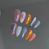 DAIIIBABYYY  -  10pcs Handmade Press on Nails Sweet Cool Aurora Butterfly Star Fake Nail Tips Wearable Summer Spice Girls Almond False Nails
