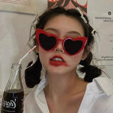 Daiiibabyyy  New Love Women's Sunglasses Fashion Trend Big Face Look Thin Girl Cute Design Sense Peach Heart Sunglasses