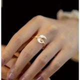 Daiiibabyyy  1pc Bohemian Style Moon Shaped Adjustable Ring Vintage Celestial Jewelry for Daily Wear & Party Occasions
