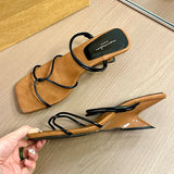 Daiiibabyyy 2024 Summer Gold New Brand Women Slipper Fashion High Weadge Heel Ladies Elegant Sandal Shoes Narrow Band Dress Slides Shoe