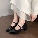 Daiiibabyyy  Summer New Square Toe Women's High Heels Buckle Strap Dress Pumps with Leopard Plus Size Chunky Heels Fashion Ladies Shoes