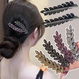 DAIIIBABYYY  -  2pcs Shiny Crystal Hair Clips Fashion Wheat Feathery Rhinestone Hairclip Broken Hair Tools Hairpins Wedding Headwear Accessory