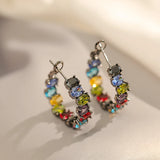 Daiiibabyyy  Luxury Retro Black Gun Color Crystal Zircon Hoop Earrings for Women Fashion Jewelry Halloween Party Exquisite Accessories