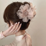 Daiiibabyyy  Summer Mesh Large Flower Grab Clip  Bow Shark Clip  Party  Gift  Заколки Для Волос   Hair Accessories for Women  머리핀  ヘアクリップ