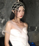 Daiiibabyyy New Aesthetic Women Exotic Pearl Tassel Belly Dance Head Cap Hat Headwrap/Hair Accessory/Headpiece for Party Wedding Showing