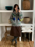 Daiiibabyyy  Autumn New Knitted Jacket Women  Anti-Aging Flower Casual Loose Layering Sweater Open Cardigan Fashion Ladies' Wear