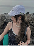 Daiiibabyyy Soild Letter Summer Spring Berets Ladies Women Girls Fashion Trendy Outdoor Street Cap