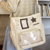 Daiiibabyyy  Transparent Y2k Aesthetic Ins Shoulder Tote Bags Women Fashion Preppy Ita Bag All Match Zipper Kawaii Star Handbags Crossbody