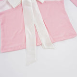 Daiiibabyyy  Fashion Sexy Sweet Bow Tie with Pink Long Sleeved T-shirt Slim Fit Slimming Spicy Girl Base Top