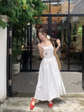 Daiiibabyyy  Sweet Summer Flower Embroidery Dresses Women's Clothing Temperament Robe Femme Tunic Pleated Maxi Dress Vestidos De Mujer