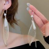 Daiiibabyyy  Personalized Hollow Pendant Earring for Women Elegant Temperament Pearl Water Drop Tassel Drop Earrings Design Sense Jewelry