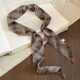 Daiiibabyyy  Chiffon plaid printed acrylic bead necklace, fashionable and popular Korean jewelry