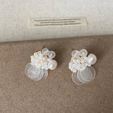 Daiiibabyyy  INS Fashion Natural Freshwater Pearl White Round Shell Tassel Dangle Earrings for Women Wedding Bridal Jewelry Wholesale