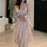 DAIIIBABYYY  -  Fashion Korean Style Party Dress Tighten The Waist 2024 Spring Summer New Dress Vintage Elegant Princess A Line Dress