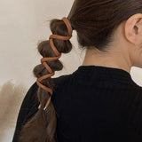 DAIIIBABYYY  -  PU Leather Hair Rope Scrunchies Women Simple Long Wire Hair Ring Ties Braided Headband INS Ponytail Holder Hairpin Headdress
