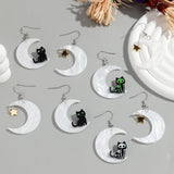 Daiiibabyyy  Halloween Cute Acrylic Star Moon Skull Cat Drop Earrings Fashion Resin Big Animals Earring for Women Girls New Jewelry Gift