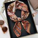 DAIIIBABYYY  -  New Silk Square Scarf Women Luxury Floral Print Kerchief Soft Satin Hairband Hands Bag Ribbon Foulard Hijab Neckerchief Headband
