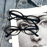 DAIIIBABAYYY  -  Black Oval Frame Glasses Women Y2K Girls Retro Narrow Spectacles Vintage Computer Reading Goggles Anti-Blue Light Eyewears