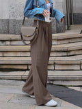 Daiiibabyyy Brown Low Waist Trousers Fashion Design Sense Of Contrast Color Loose Pull Length Pants Niche All-Match Streetwear Autumn