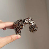 Daiiibabyyy  Personalized Exaggerated Acrylic Leopard Print Bow Open Bracelet Women Unique Wristband Bangle Party Fashion Jewelry