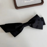 DAIIIBABYYY  -  French Style Black Satin Big Bow Hairpin New Women's Face Small Hair-Top Clip Back Head Hair Clip Headdress New